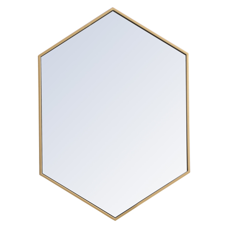 ELEGANT DECOR Metal Frame Hexagon Mirror 24 Inch In Brass MR4424BR